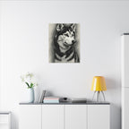 Siberian Husky Wall Art, Charcoal Dog Portrait Canvas Print, Pet Lover Gift, Husky Mom Dad Decor, Dog Art Print, Ready to Hang