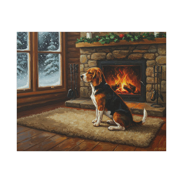Beagle Wall Art Canvas Print, Dog Mom Gift, Acrylic Painting Pet Portrait, Stretched Canvas Decor, Ready to Hang Dog Lover Art