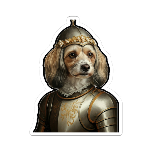 Havanese Medieval Knight Portrait Sticker, Dog Portrait Vinyl Decal, Kiss-Cut Sticker, Havanese Lover Gift
