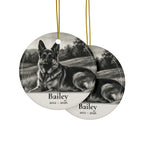 Front and back of the German Shepherd memorial ornament: the same design prints on both sides