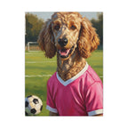 Poodle Oil Painting Soccer Portrait Wall Art, Poodle Mom Gift, Dog Lover Decor, Stretched Canvas Print