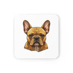 French Bulldog Low Poly Monochrome Gold Cork Back Coaster | Dog Lover Gift