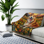 Corgi Acrylic Gallery Print Sunset Prairie Throw Blanket | Premium Dog Prints | Tritan — view 8 of 9