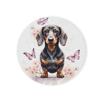 Dachshund Watercolor Butterfly Bloom Drink Coaster | Premium Dog Prints | Tritan