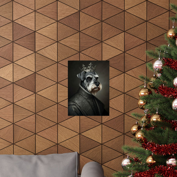 Miniature Schnauzer Kings & Queens Royal Portrait Matte Poster, Regal Dog Art Print, Miniature Schnauzer Lover Gift, Wall Art — Lifestyle View