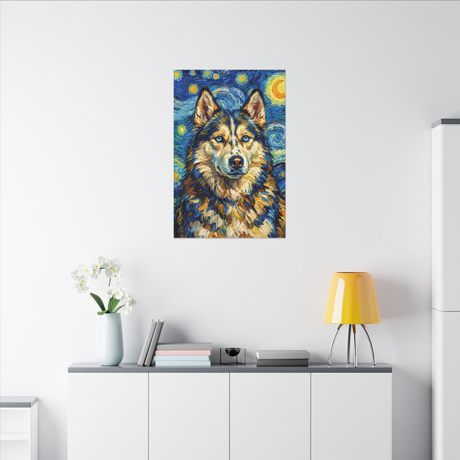 Siberian Husky Post-Impressionist Oil Painting Canvas Art | Dog Wall Decor