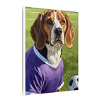 Beagle Soccer Portrait Oil Painting Canvas Print, Dog Wall Art Decor, Pet Lover Gift