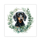 Dachshund Watercolor Botanical Wreath Kiss-Cut Stickers | Premium Dog Prints | Tritan — primary view