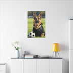 German Shepherd Oil Painting Soccer Portrait Canvas Wall Art Decor, Dog Lover Gift, Pet Owner Present, GSD Art Print