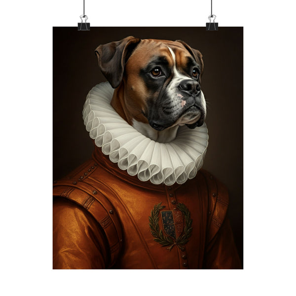 Boxer Renaissance Royal Portrait Matte Poster, Regal Dog Art Print, Boxer Lover Gift, Wall Art