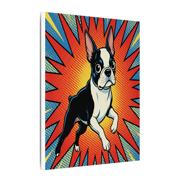 Boston Terrier Comic Art Canvas - Energetic Pop Art Dog Print - Retro Halftone Wall Decor