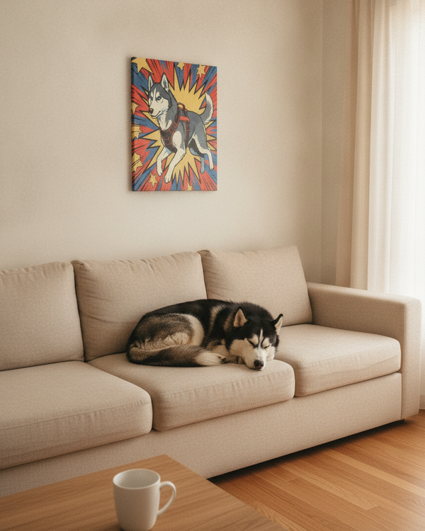 Siberian Husky Canvas Print - Dynamic Comic Book Pop Art Dog Wall Decor — Lifestyle View