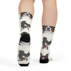 Bernese Mountain Dog Socks | Fun All Over Print Dog Socks | Berner Mom Gift | Cute Crew Socks for Dog Lovers | Stocking Stuffer
