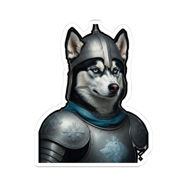 Siberian Husky Medieval Knight Portrait Sticker, Dog Portrait Vinyl Decal, Kiss-Cut Sticker, Siberian Husky Lover Gift