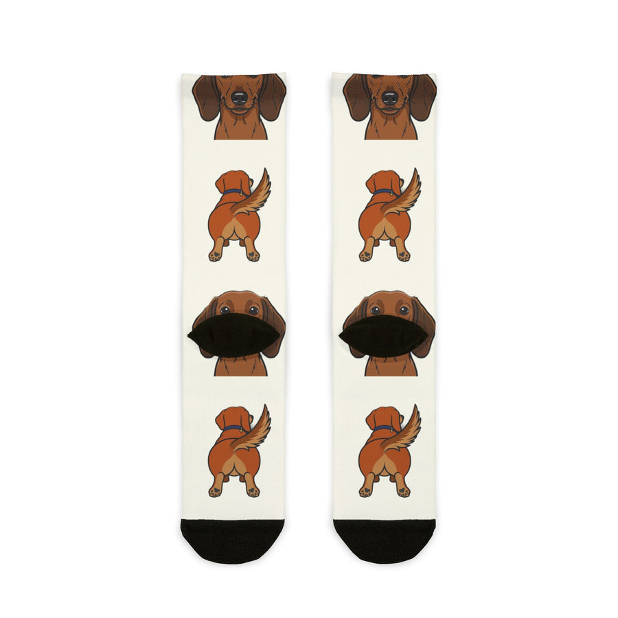 Dachshund Socks | Fun All Over Print Dog Socks | Doxie Mom Gift | Cute Crew Socks for Dog Lovers | Stocking Stuffer