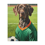 German Shorthaired Pointer Oil Painting Soccer Portrait Wall Art, GSP Dog Lover Gift, Canine Decor, Fetching Football Fan Canvas
