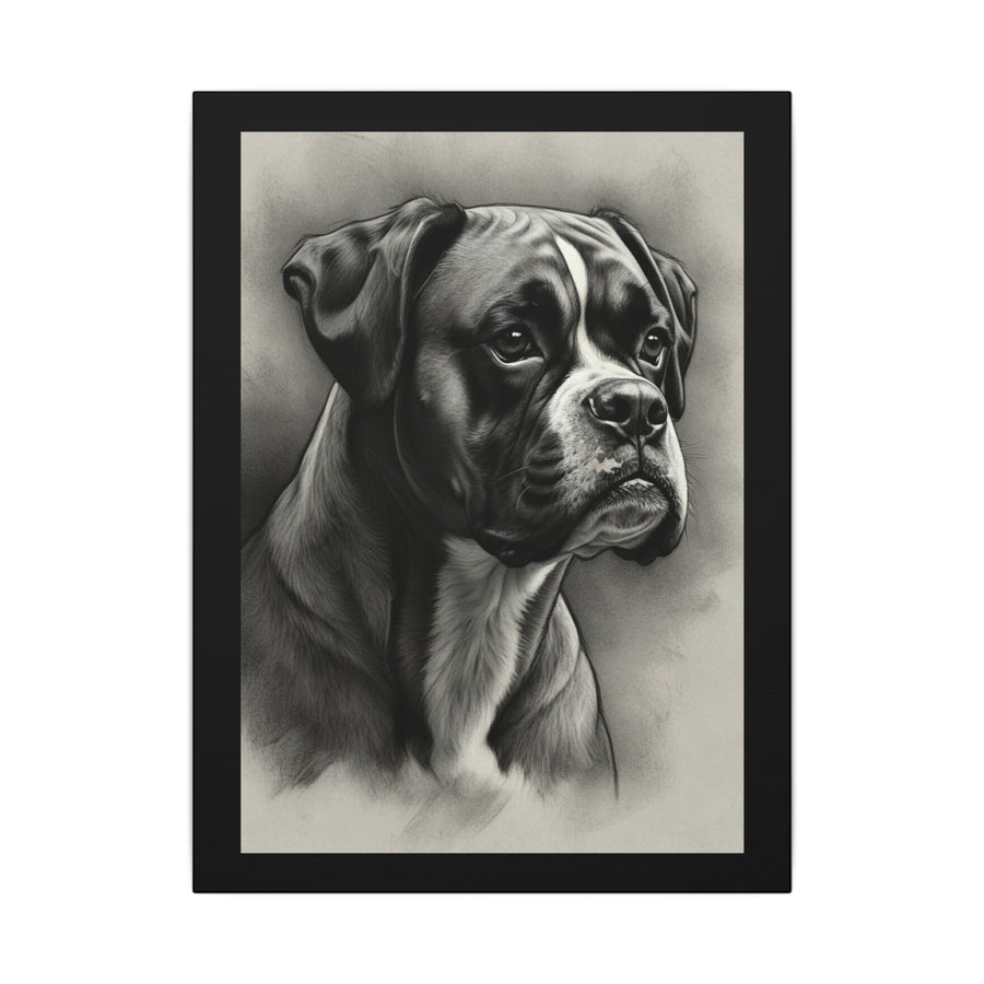 Boxer Charcoal Portrait Canvas Art, Dog Lover Gift, Boxer Mom Dad Decor, Pet Wall Art Print, Stretched Canvas