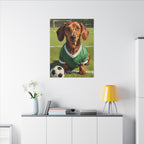 Dachshund Oil Painting Soccer Portrait Stretched Canvas Wall Art | Funny Dog Decor Gift | Pet Lover Home Art