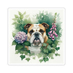 English Bulldog Watercolor Garden Peek Kiss-Cut Stickers | Premium Dog Prints | Tritan