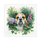 English Bulldog Watercolor Garden Peek Gift Set — Mug + Coaster + Sticker | Tritan
