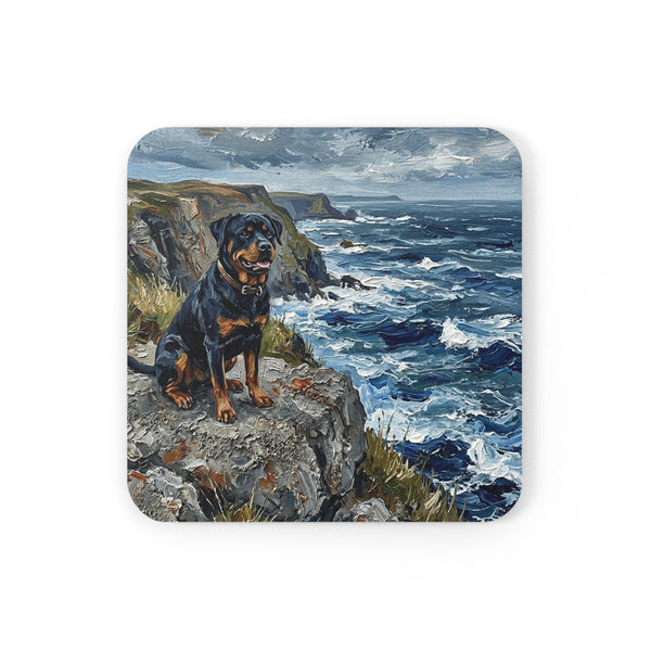 Acrylic Gallery Print Rottweiler - Coastal Cliffside | Cork Back Coaster