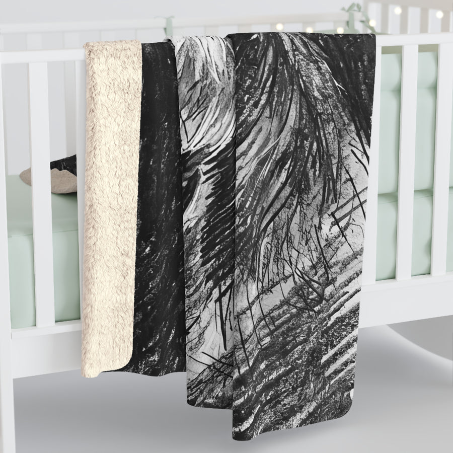 Miniature Schnauzer Charcoal Portrait Sherpa Fleece Blanket | Dog Lover Gift