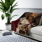 Dachshund Kings & Queens Royal Portrait Regal Throw Blanket | Premium Dog Art | Tritan