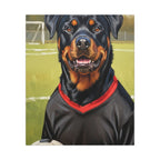 Rottweiler Oil Painting Soccer Portrait Canvas Wall Art Decor | Rottie Dog Lover Gift | Premium Pet Portrait Print