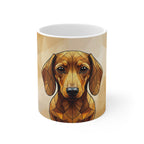 Dachshund Low Poly Monochrome Gold Ceramic Mug 11oz | Dog Lover Gift