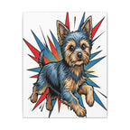 Yorkshire Terrier Canvas Print - Dynamic Comic Book Art with Halftone Dots - Energetic Yorkie Pop Art for Dog Lovers