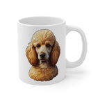 Poodle Stained Glass Monochrome Gold Ceramic Mug 11oz | Dog Lover Gift