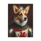 Pembroke Welsh Corgi Medieval Knight Portrait Canvas Wall Art, Regal Dog Painting, Pembroke Welsh Corgi Lover Gift, Stretched Canvas
