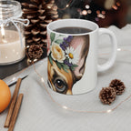 French Bulldog Watercolor Floral Crown Coffee Mug | Premium Dog Prints | Tritan — detail view