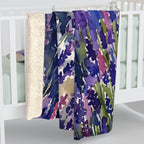 Siberian Husky Watercolor Lavender Fields Throw Blanket | Premium Dog Art | Tritan
