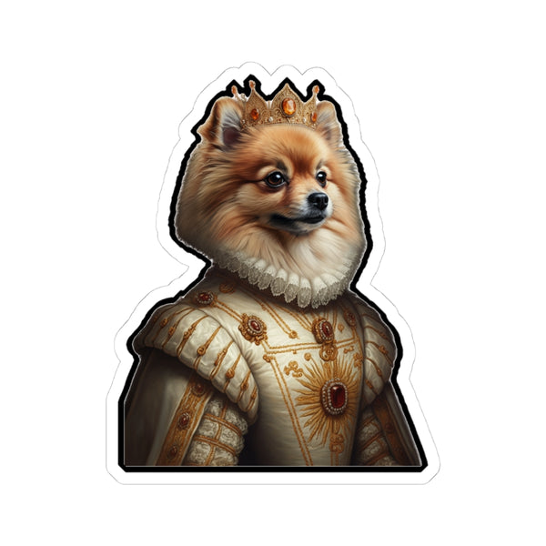 Pomeranian Kings & Queens Royal Portrait Sticker, Dog Portrait Vinyl Decal, Kiss-Cut Sticker, Pomeranian Lover Gift