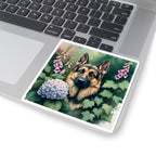 German Shepherd Watercolor Garden Peek Kiss-Cut Stickers | Premium Dog Prints | Tritan