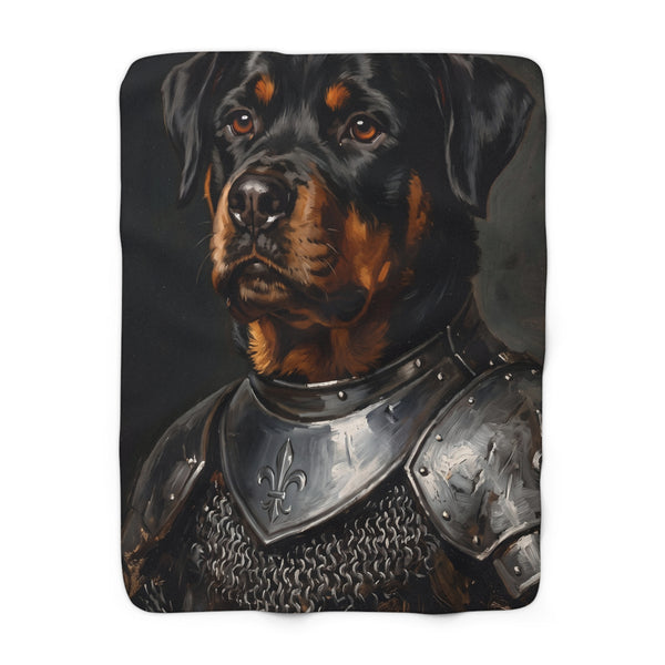 Rottweiler Medieval Knight Portrait Regal Throw Blanket | Premium Dog Art | Tritan