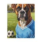 Boxer Dog Oil Painting Soccer Portrait Canvas Wall Art Decor Gift for Dog Lover
