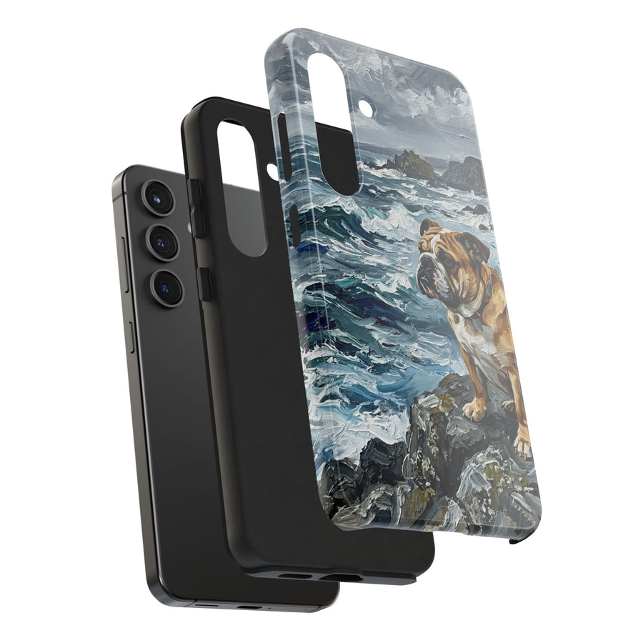 English Bulldog Acrylic Gallery Print Coastal Cliffside Phone Case | Premium Dog Prints | Tritan — detail view
