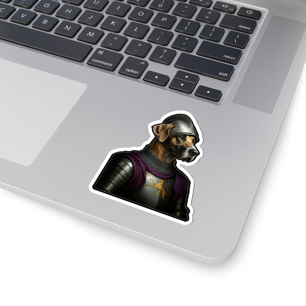 Great Dane Medieval Knight Portrait Sticker, Dog Portrait Vinyl Decal, Kiss-Cut Sticker, Great Dane Lover Gift — Lifestyle View