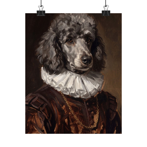 Poodle Renaissance Royal Portrait Matte Poster, Regal Dog Art Print, Poodle Lover Gift, Wall Art