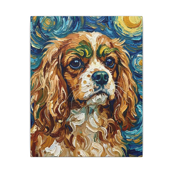 Cavalier King Charles Spaniel Post-Impressionist Oil Painting Canvas Wall Art | Cavalier Gift | Dog Decor