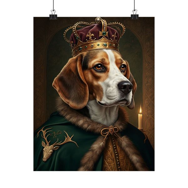Beagle Kings & Queens Royal Portrait Matte Poster, Regal Dog Art Print, Beagle Lover Gift, Wall Art