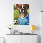 Boxer Dog Oil Painting Soccer Portrait Canvas Wall Art Decor Gift for Dog Lover