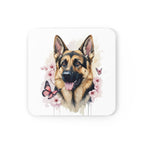 German Shepherd Watercolor Butterfly Bloom Drink Coaster | Premium Dog Prints | Tritan