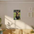 German Shepherd Oil Painting Soccer Portrait Canvas Wall Art Decor, Dog Lover Gift, Pet Owner Present, GSD Art Print
