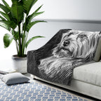Yorkshire Terrier Charcoal Portrait Sherpa Fleece Blanket | Dog Lover Gift