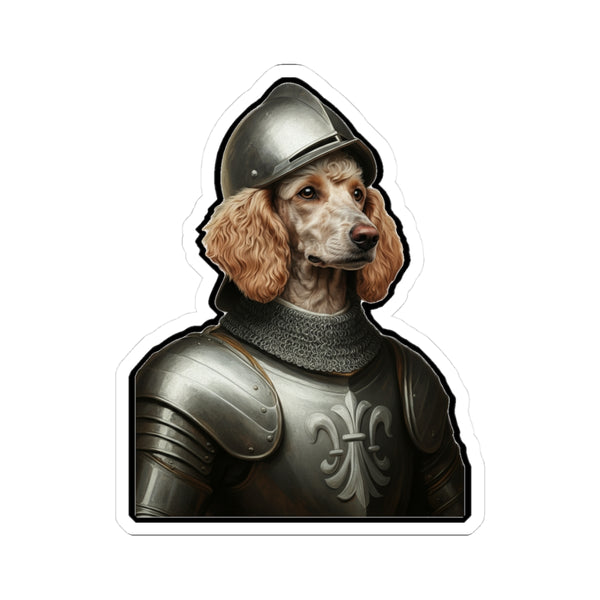 Poodle Medieval Knight Portrait Sticker, Dog Portrait Vinyl Decal, Kiss-Cut Sticker, Poodle Lover Gift