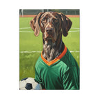 German Shorthaired Pointer Oil Painting Soccer Portrait Wall Art, GSP Dog Lover Gift, Canine Decor, Fetching Football Fan Canvas