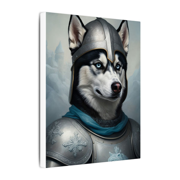 Siberian Husky Medieval Knight Portrait Canvas Wall Art, Regal Dog Painting, Siberian Husky Lover Gift, Stretched Canvas